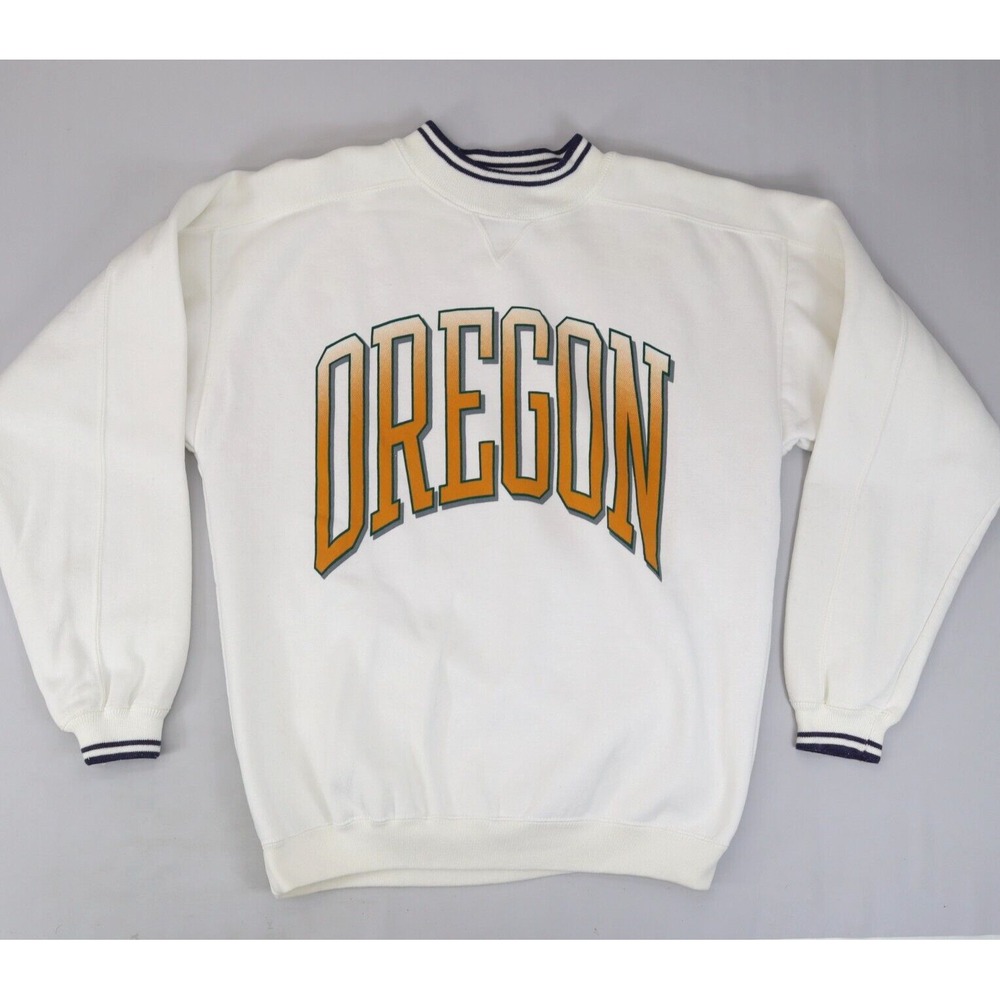 Vintage Oregon DUCKS Gear Sports Sweatshirt Size M‎ Crewneck Spell Out White